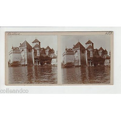 Vue Stéréoscopique Stéréo SUISSE Château de Chillon Territet du Glion
