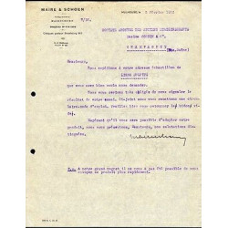 Facture 1925 MAIRE SCHOEN à Mulhouse