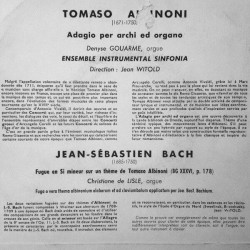 Adagio Per Archi Ed Organo / Fugue En Si Mineur Sur Un Thème De...