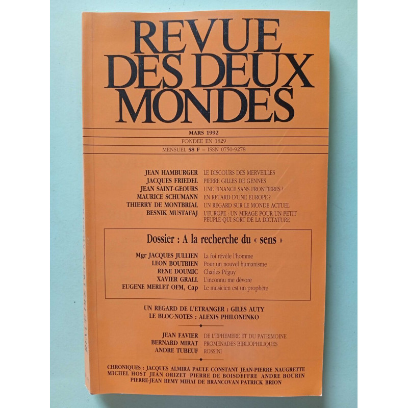 Revue des Deux Mondes - Mars 1992