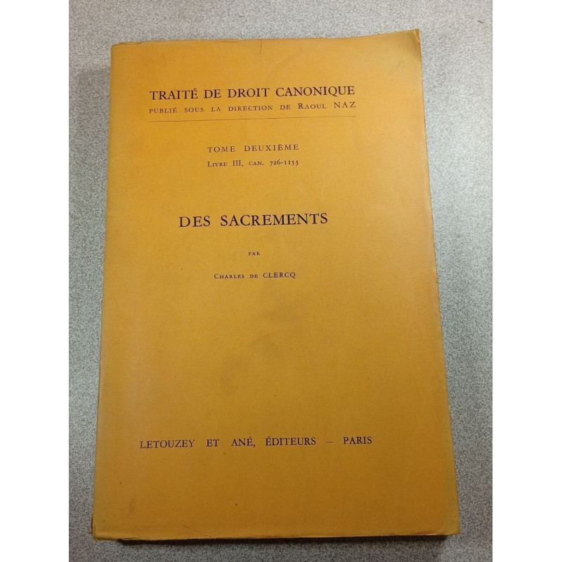 Traité de droit canonique (tome deuxième livre III)