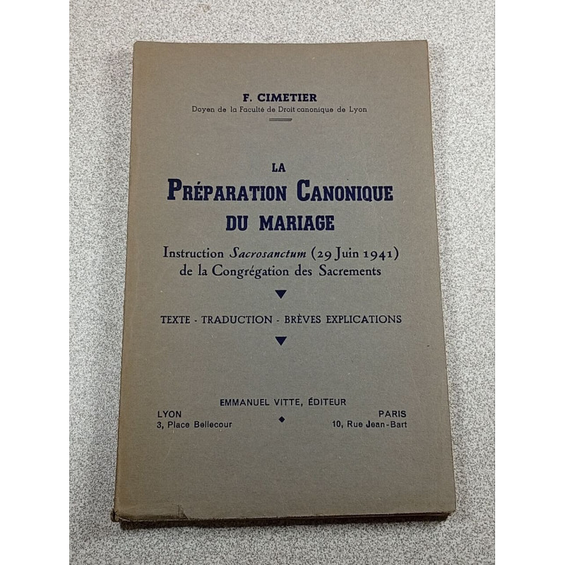 La Préparation Canonique du Mariage