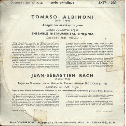 Adagio Per Archi Ed Organo / Fugue En Si Mineur Sur Un Thème De...