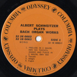 Schweitzer Plays Bach Organ Works
