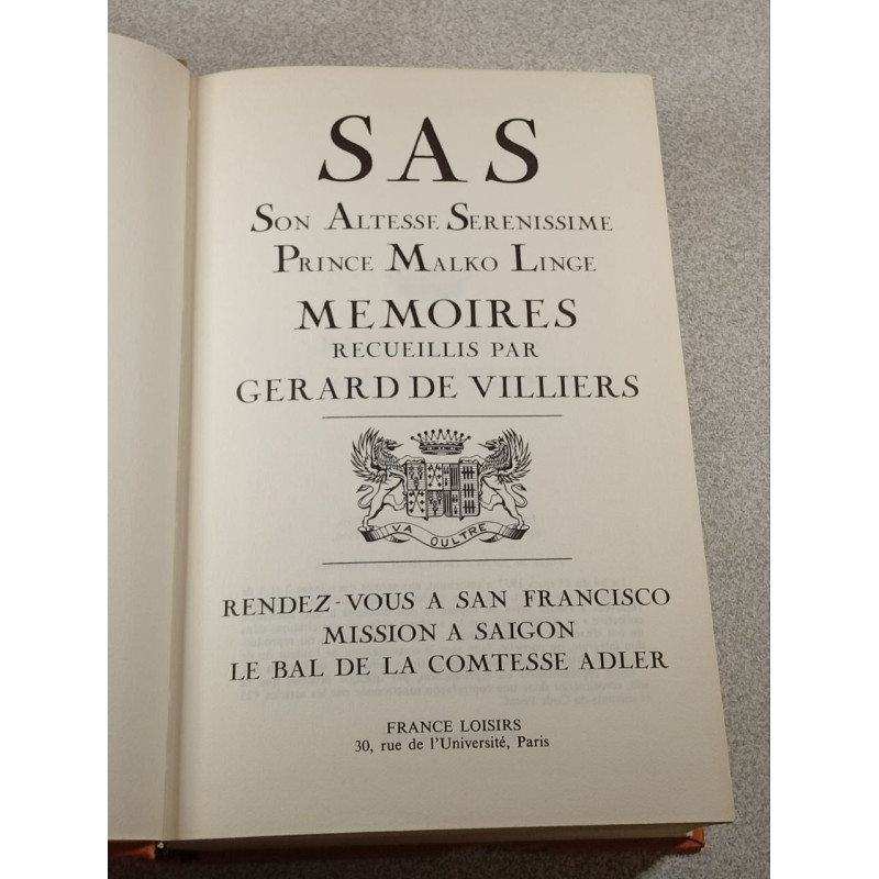 Memoires de Sas 2 son altesse sérénissime prince malko linge