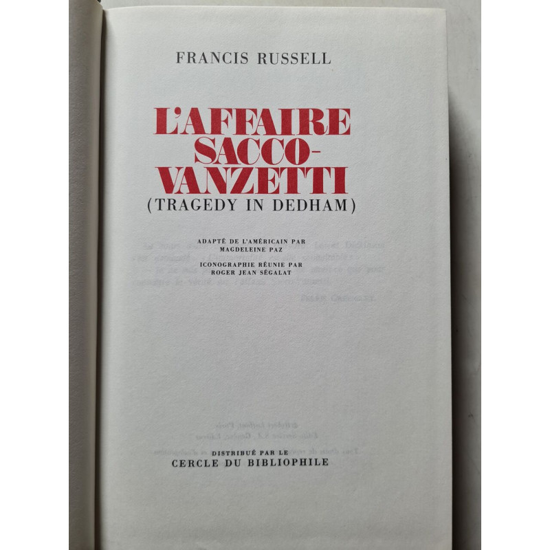 L'Affaire Sacco-Vanzetti (Tragedy in Dedham)