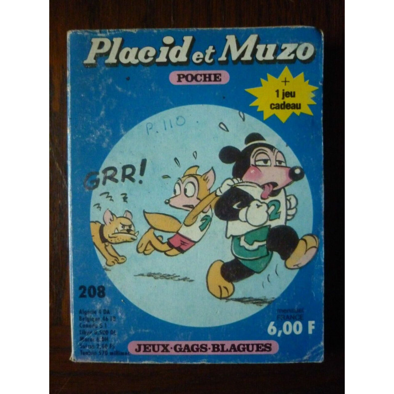 Placid et Muzo Poche n208 Editions vaillant Avril 1986