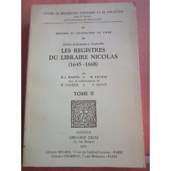 Les registres du Libraire Nicolas 1645 1668 Tomes I ii Librairie