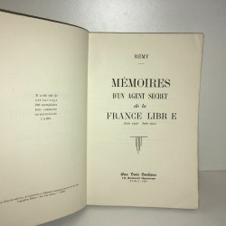 Rémy MEMOIRES D'UN AGENT SECRET DE LA 1940 1942 éd 1946 BB2B