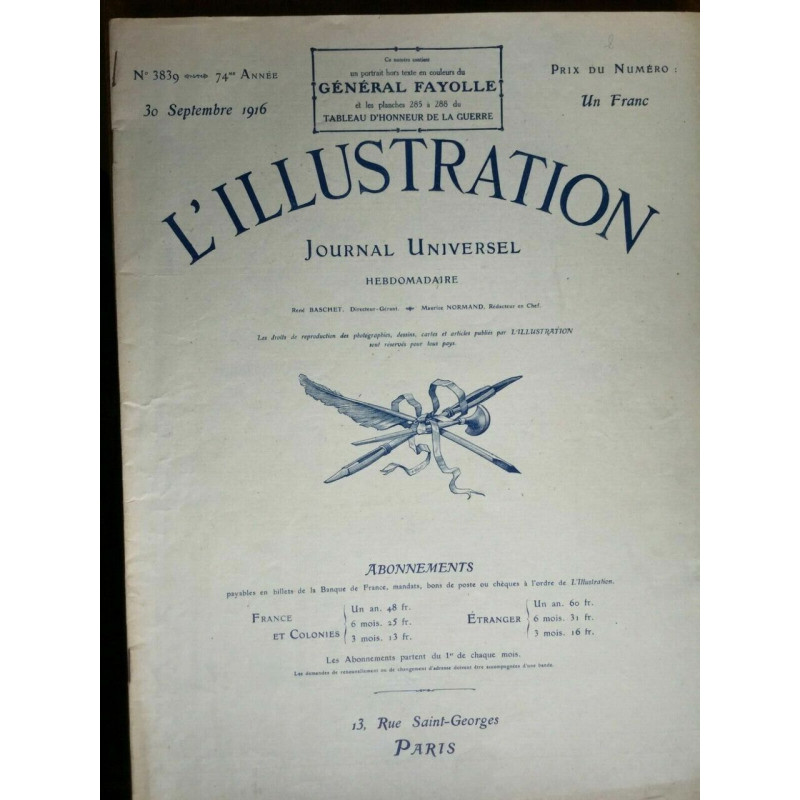 journal Universel N 3839 74 année 30 Septembre 1916