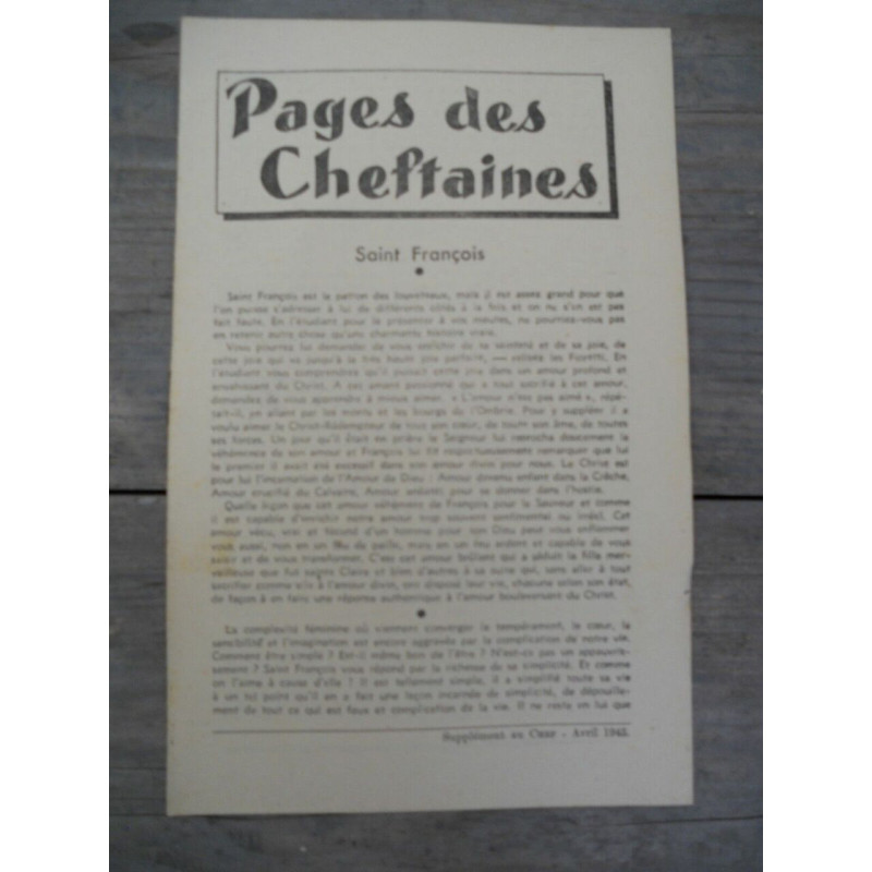 Pages des cheftaines saint françois Supplément au chef Avril 1945