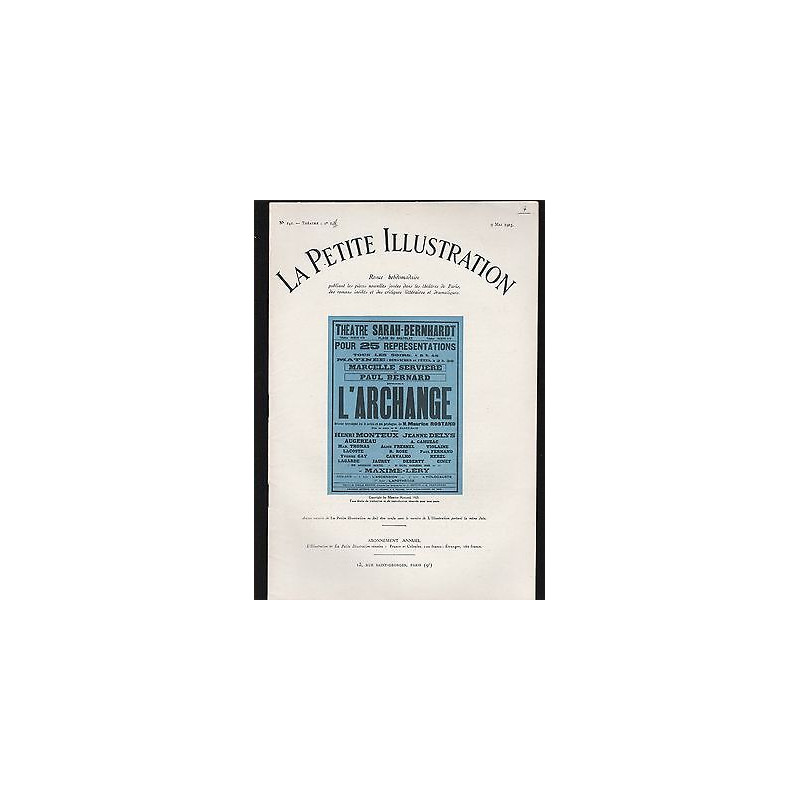 La Petite illustration théâtrale N 141 L'archange pièce de Maurice...