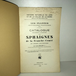 Louis Hillier envoi CATALOGUE DES SPHAIGNES DE LA FRANCHE COMTE