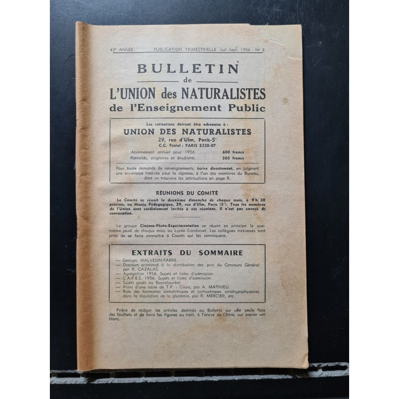 Bulletin de L'Union des Naturalistes de l'Enseignement Public