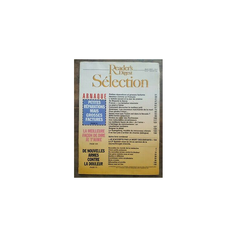 Reader's Digest Sélection Nº 554 Avril 1993