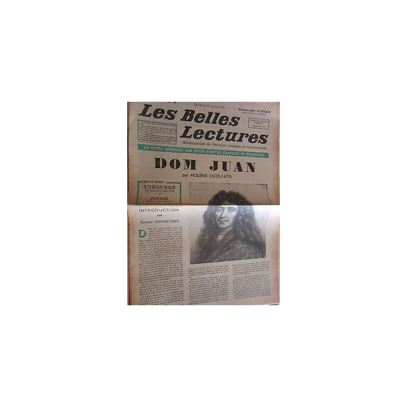 Les Belles Lectures n51 du 22 au 28 Janvier 1947 molière Dom Juan