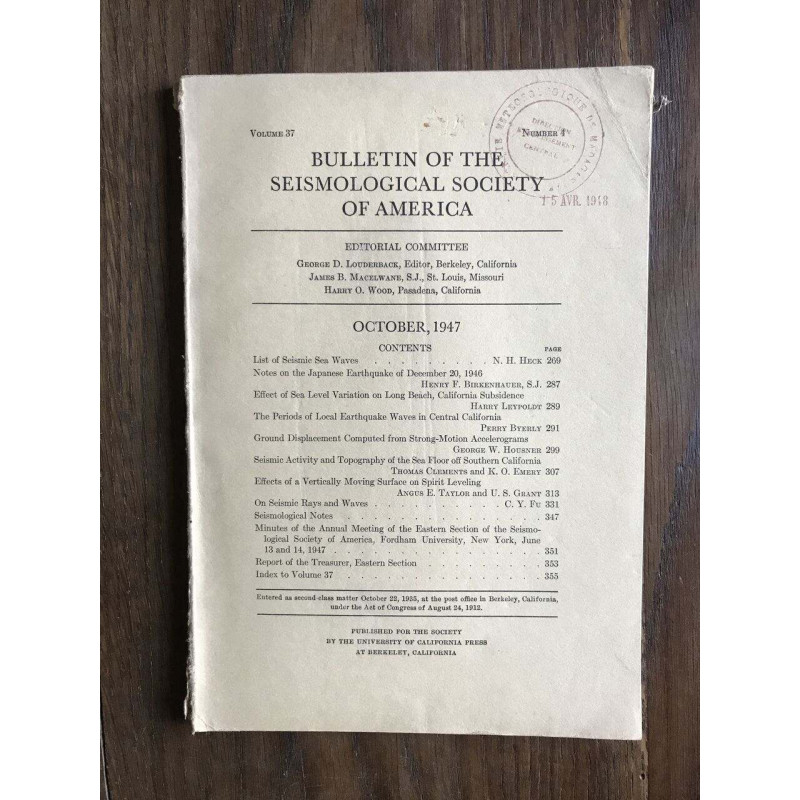 Bulletin of the seismological society of america - vol.37 - number...