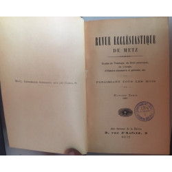 REVUE ECLESIASTIQUE DE METZ - Etudes de Théologie de droit...