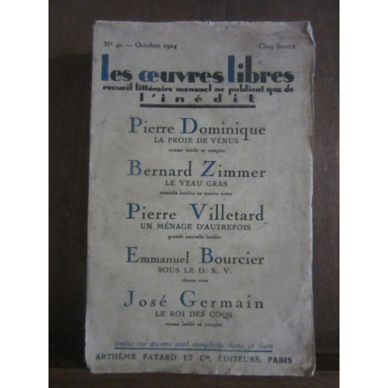 Les oeuvres libres octobre 1924 Arthème Fayard