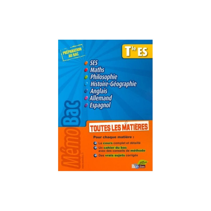 Toutes les matières Tle ES