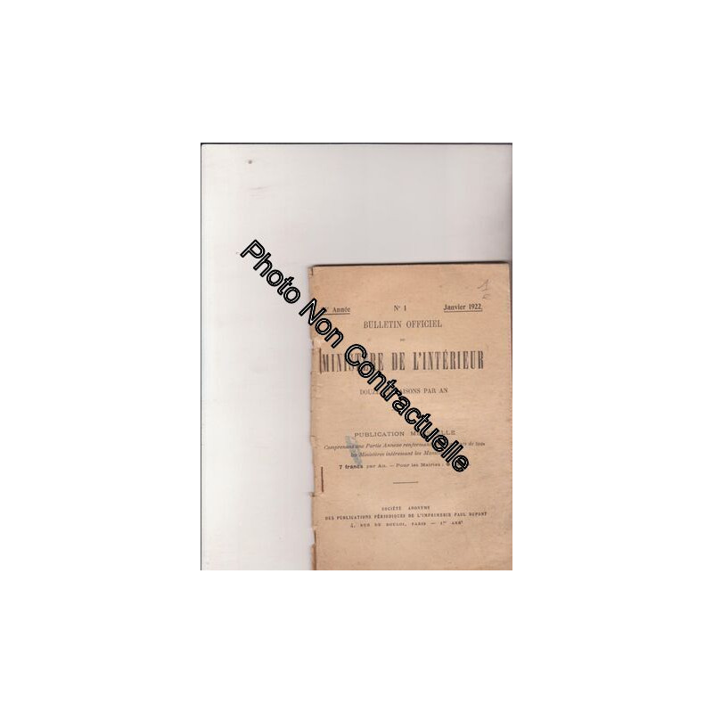 N°1 Janvier 1922 86e Année : Bulletin Officiel Du Ministère De...