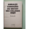 Annales corrigées du brevet des collèges .1989 .9. français...