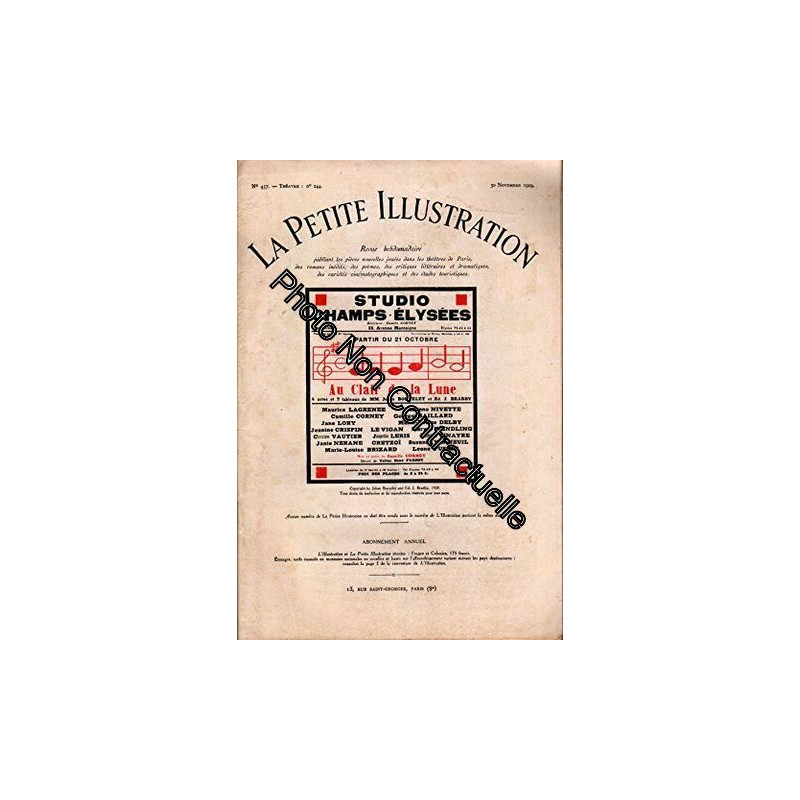 La Petite illustration théâtrale N° 244 : Au clair de la lune....