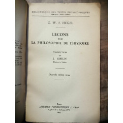 g w f Hegel Lecons sur la Philosophie de l'Histoire