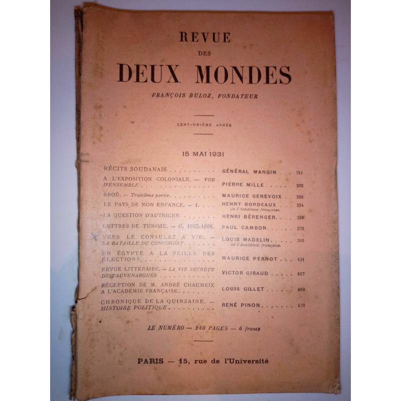 Revue des deux mondes 15 Mai 1931