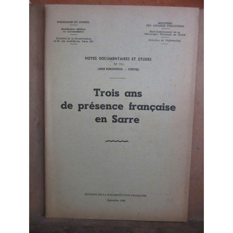 Notes documentaires et etudes n991 Trois ans de présence française...