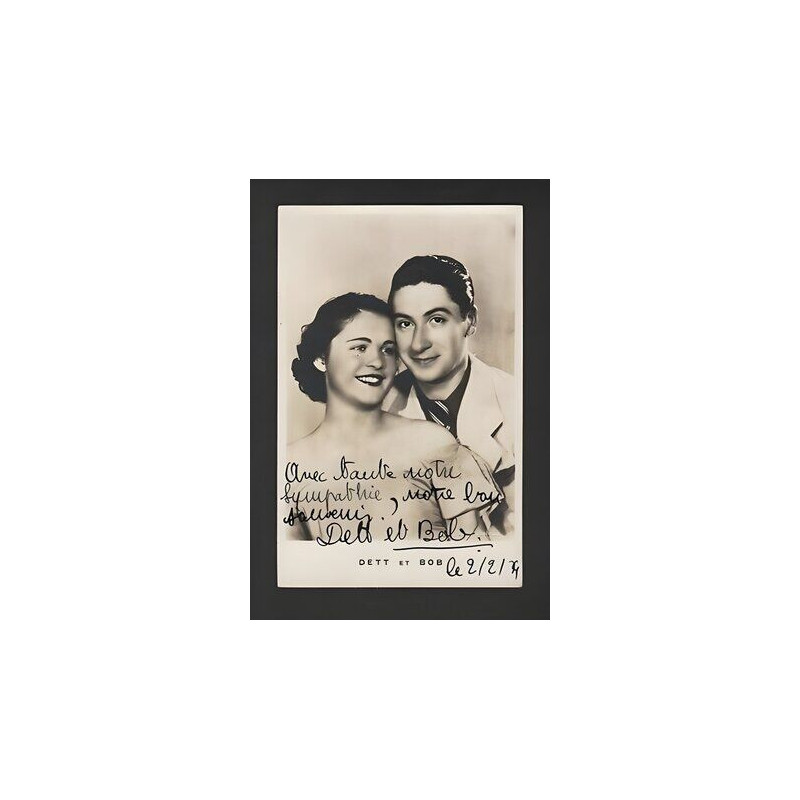 Carte photo couple DETT et BOB dédicacée 0202