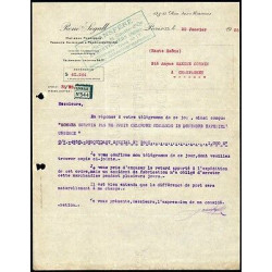 Facture René Segall à Paris Matières premières Produits chimiques etc
