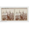 Vue Stéréoscopique Stéréo BELGIQUE GAND Château flandre BRUGES Mairie