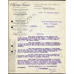Facture OXHYDRIQUE FRANCAISE Oxygéne et Hydrogéne Purs Chalumeaux...