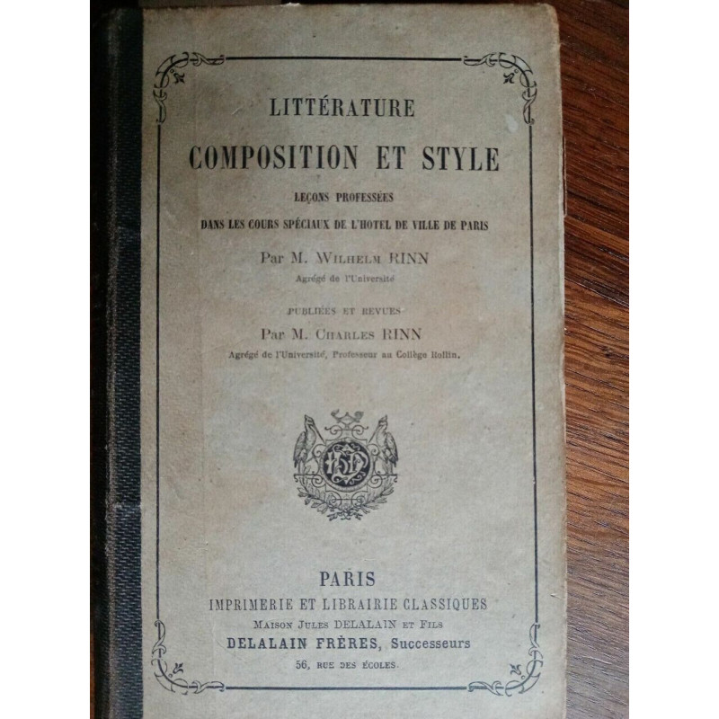 m Wilhelm Rinn Littérature composition et style librarie classiques