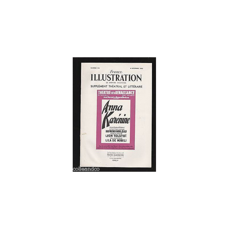 FRANCE ILLUSTRATION supplément théatral n 118 Anna Karénine Tolstoï