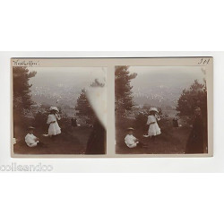 Vue Stéréoscopique Stéréo MILITAIRES A CHEVAL Route de Lenoncourt...