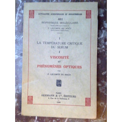 p lecomte Du noüy La temperature critique Du serum l hermanncie