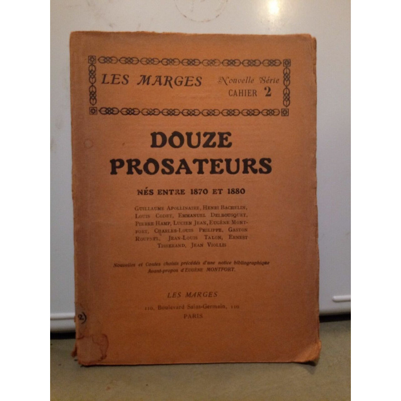 Les Marges Nouvelle Série Cahier 2 Douze Prosateurs Les Marges