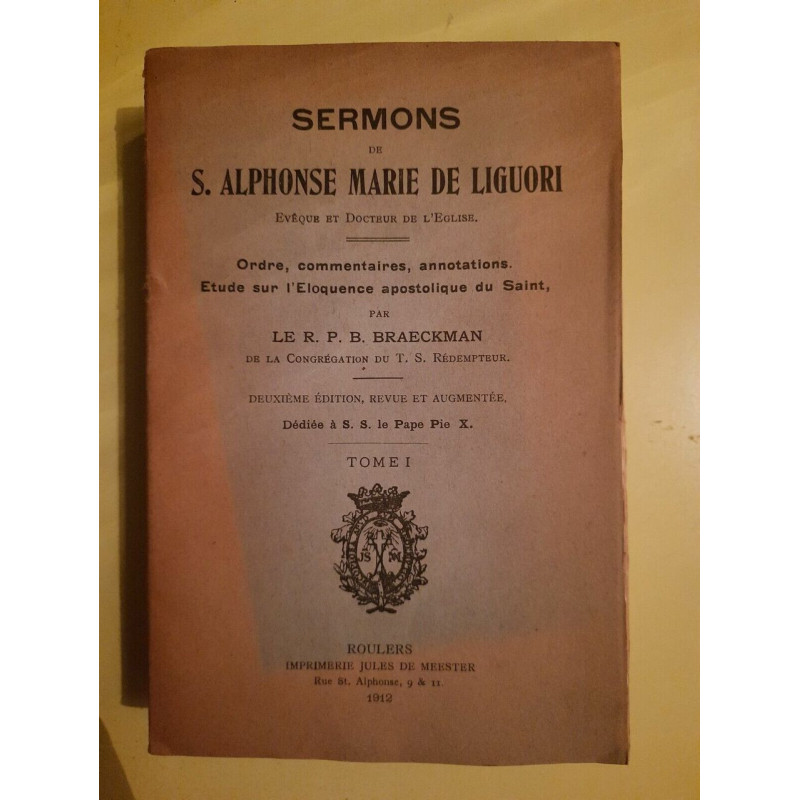 r p b Braeckman Sermons de s Alphonse Marie de liguori Tome 1 roulers