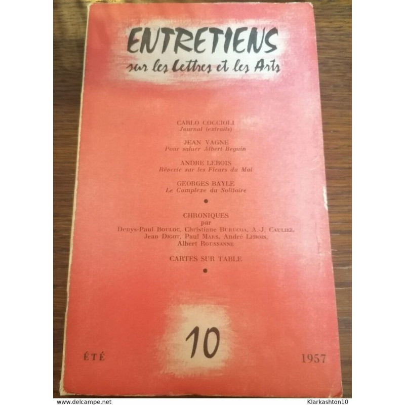 Entretiens sur les lettres et les arts 10 été