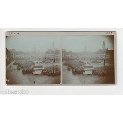 Vue Stéréoscopique Stéréo 67 STRASBOURG Militaires place Kléber WW1