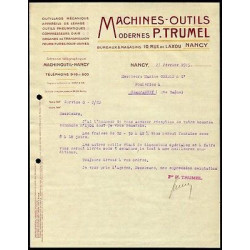Facture p TRUMEL machines outils Modernes à Nancy Outillage Mécanique
