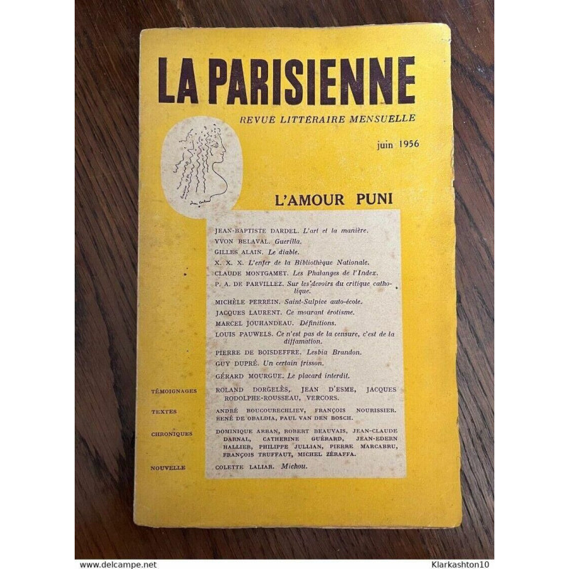 La Parisienne revue littéraire mensuelle L'amour puni Juin 1956