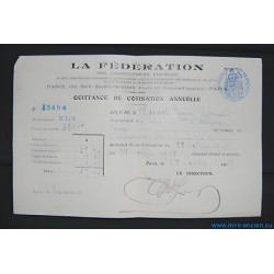 Quittance de cotisation annuelle LA FEDERATION DES AGRICULTEURS...