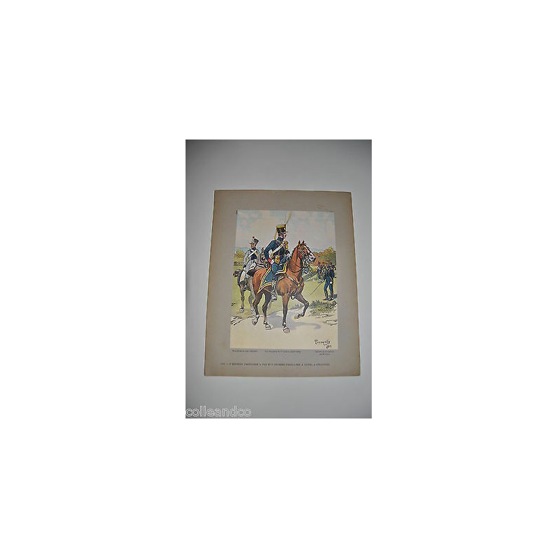 Grande gravure 1819 3 RA pied 5 RA cheval Strasbourg TANCONVILLE