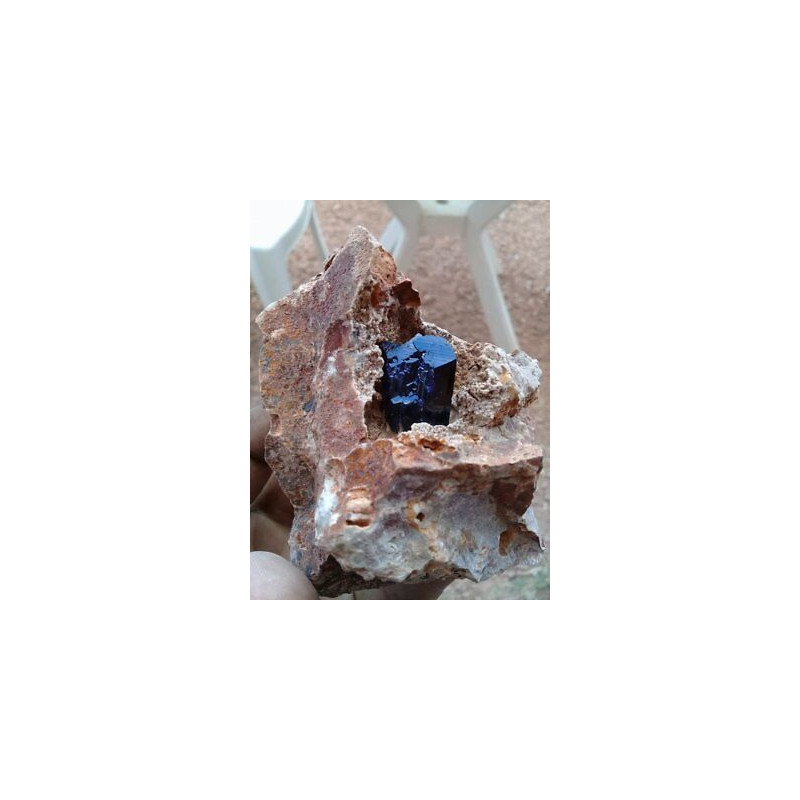 Beau cristal d azurite 2 5 cm sur gangue 6cm x 6cm - Kerrouchen Maroc