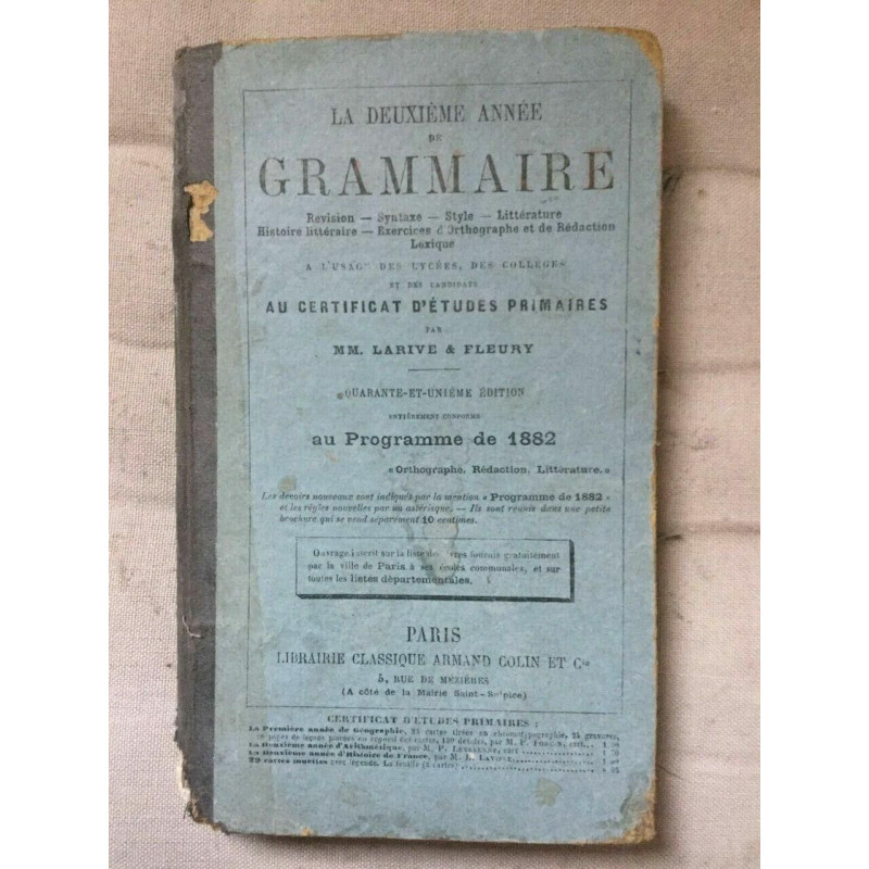 La deuxième année de grammaire Librairie classique armand colin 1884