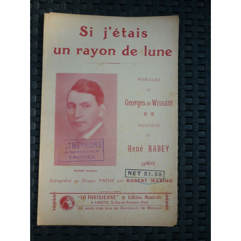 Partition De Wissant Rabey Si j'étais un rayon De lune La Parisienne