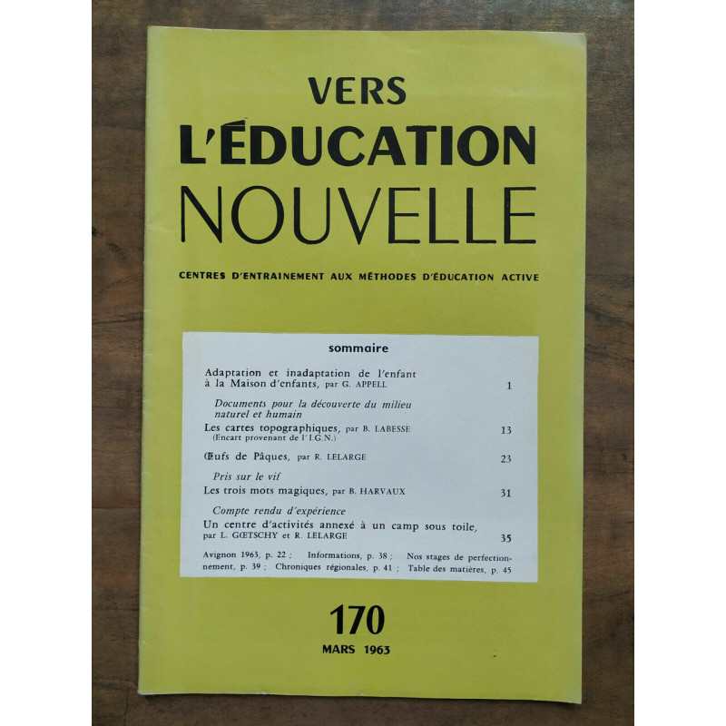 Vers l'éducation nouvelle n170 Mars 1963
